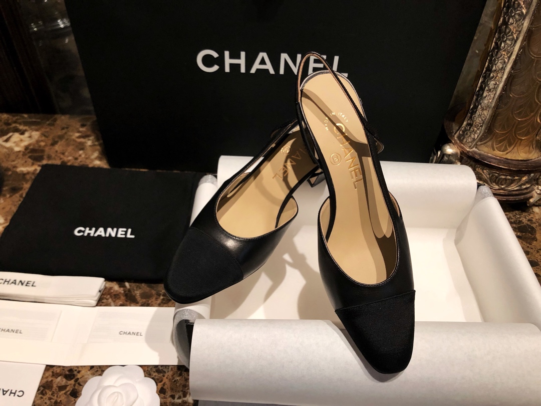 샤넬 블랙 고트스킨 그로그랭 슬링백 플랫 슈즈 “34SIZE – 41SIZE” - 상세 이미지