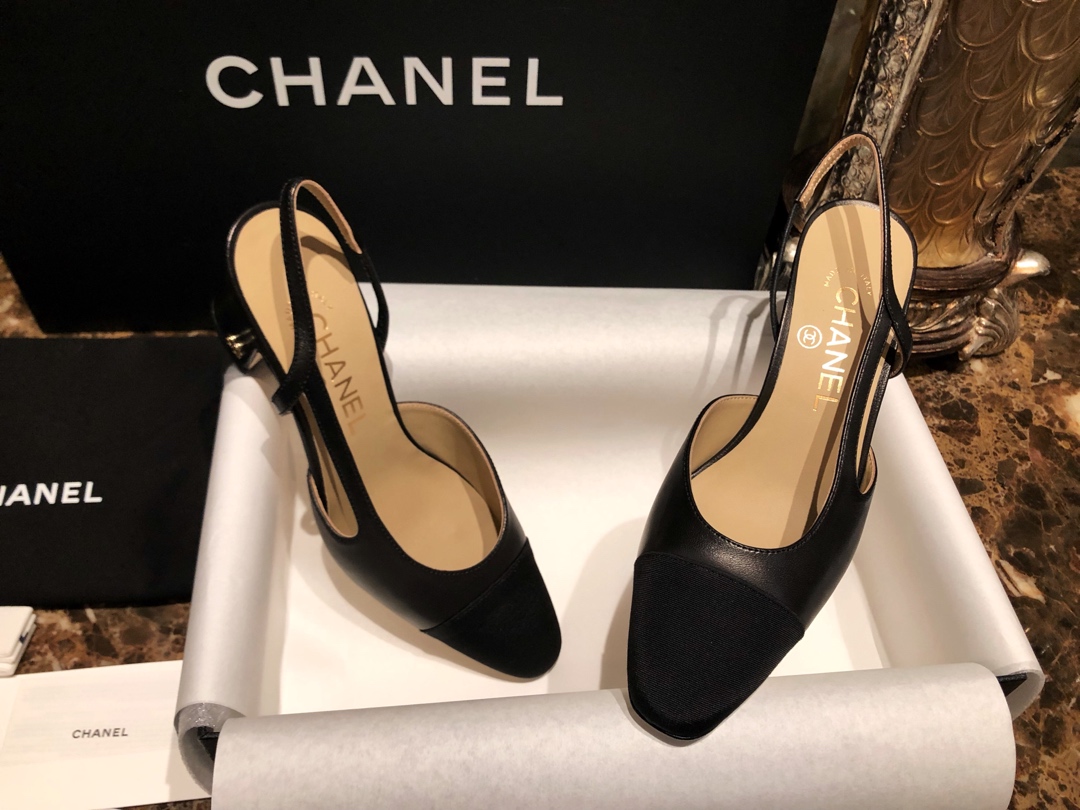샤넬 블랙 고트스킨 그로그랭 슬링백 플랫 슈즈 “34SIZE – 41SIZE” - 상세 이미지