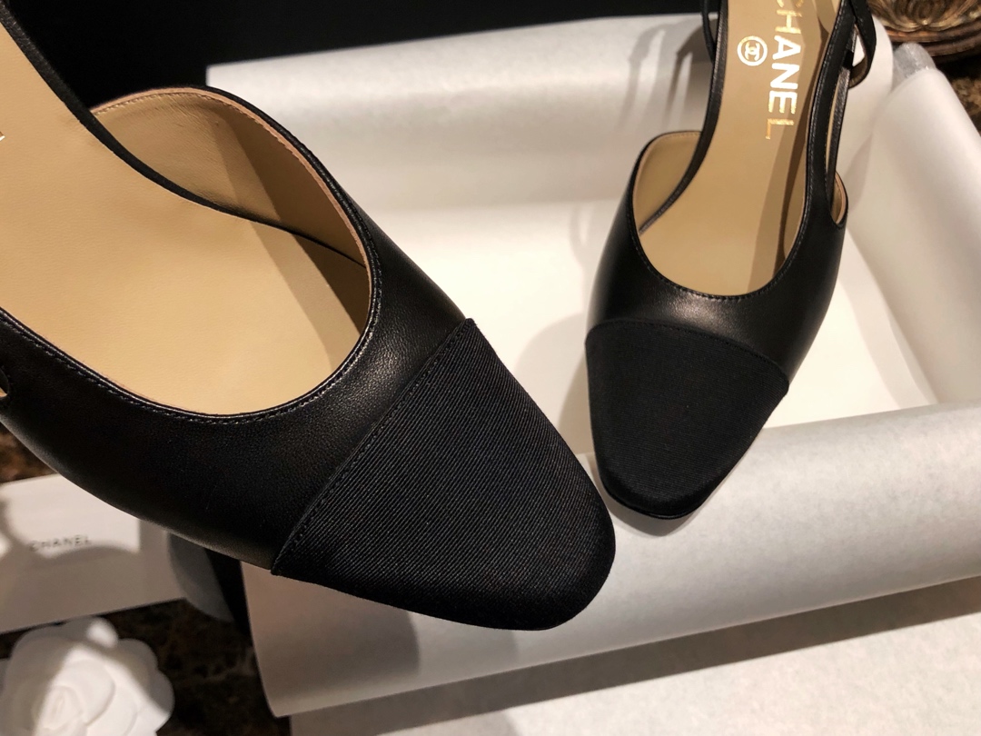 샤넬 블랙 고트스킨 그로그랭 슬링백 플랫 슈즈 “34SIZE – 41SIZE” - 상세 이미지