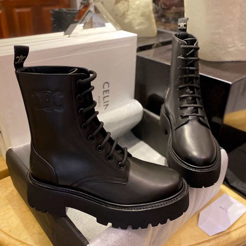 셀린느 셀린느 벌키 레이스업 부츠 샤이니 불스킨 블랙 레플리카 3번 이미지 - 신발 | 세미샵 레플리카 사이트