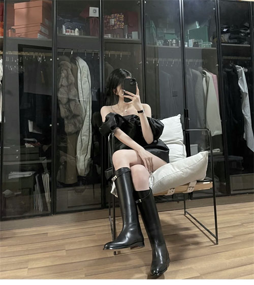 에르메스 켈리 실버 버클 롱 부츠 - 상세 이미지