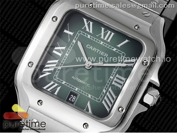 Cartier AF공장 까르띠에 산토스 라지 그린다이얼 브레이슬릿 Santos de Cartier 40mm SS AF 1_1 Best Edition Green Dial on SS SmartLinks Bracelet MIYOTA 9015 레플리카 3번 이미지 - 시계 | 세미샵 레플리카 사이트