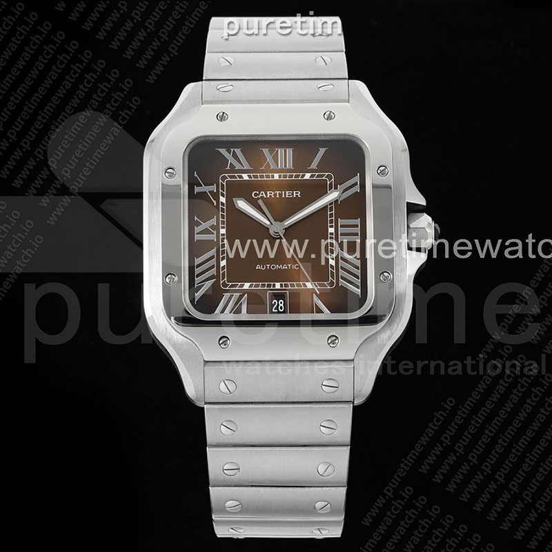 Cartier AF공장 까르띠에 산토스 라지 브라운다이얼 브레이슬릿 Santos de Cartier 40mm SS AF 1_1 Best Edition Brown Dial on SS SmartLinks Bracelet MIYOTA 9015 레플리카 1번 이미지 - 시계 | 세미샵 레플리카 사이트