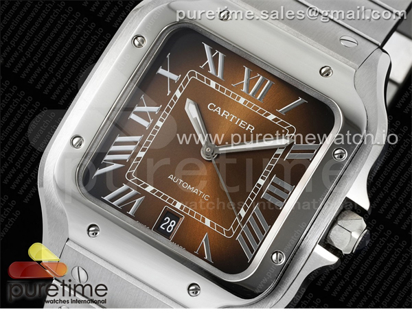 Cartier AF공장 까르띠에 산토스 라지 브라운다이얼 브레이슬릿 Santos de Cartier 40mm SS AF 1_1 Best Edition Brown Dial on SS SmartLinks Bracelet MIYOTA 9015 레플리카 3번 이미지 - 시계 | 세미샵 레플리카 사이트
