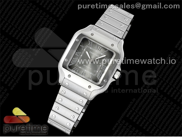 Cartier AF공장 까르띠에 산토스 미디움 그레이다이얼 브레이슬릿 Santos de Cartier 35mm SS AF 1_1 Best Edition Gray Dial on SS SmartLinks Bracelet MIYOTA 9015 _ 레플리카 2번 이미지 - 시계 | 세미샵 레플리카 사이트