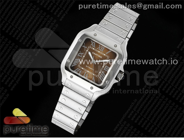 Cartier AF공장 까르띠에 산토스 미디움 브라운다이얼 브레이슬릿 Santos de Cartier 35mm SS AF 1_1 Best Edition Brown Dial on SS SmartLinks Bracelet MIYOTA 9015 레플리카 2번 이미지 - 시계 | 세미샵 레플리카 사이트