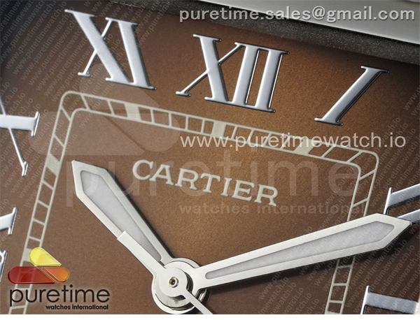 Cartier AF공장 까르띠에 산토스 미디움 브라운다이얼 브레이슬릿 Santos de Cartier 35mm SS AF 1_1 Best Edition Brown Dial on SS SmartLinks Bracelet MIYOTA 9015 레플리카 5번 이미지 - 시계 | 세미샵 레플리카 사이트