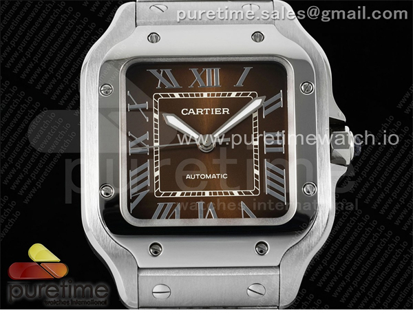 Cartier AF공장 까르띠에 산토스 미디움 브라운다이얼 브레이슬릿 Santos de Cartier 35mm SS AF 1_1 Best Edition Brown Dial on SS SmartLinks Bracelet MIYOTA 9015 레플리카 7번 이미지 - 시계 | 세미샵 레플리카 사이트