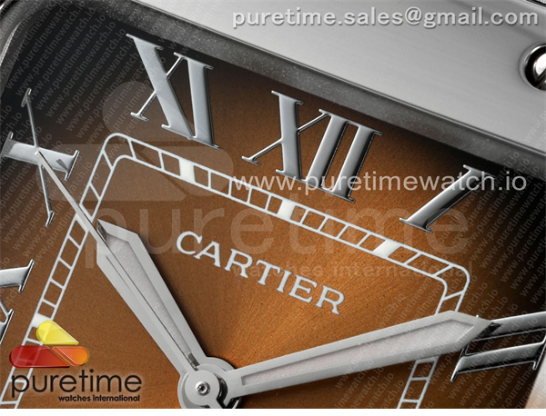 Cartier BV공장 까르띠에 산토스 2018 미디움 스틸 브라운다이얼 스마트링크브레이슬릿 Santos de Cartier 35mm SS BVF 1_1 Best Edition Brown Dial on SS SmartLinks Bracelet MIYOTA 9015 _ 레플리카 6번 이미지 - 시계 | 세미샵 레플리카 사이트