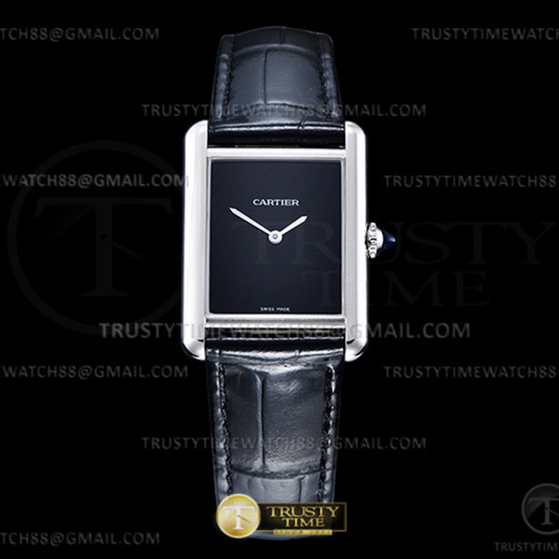 Cartier DR공장 까르띠에 탱크 머스트 라지 블랙다이얼 악어스트랩 Cartier Tank Must SS_LE Black Swiss Qtz DRF 레플리카 1번 이미지 - 시계 | 세미샵 레플리카 사이트