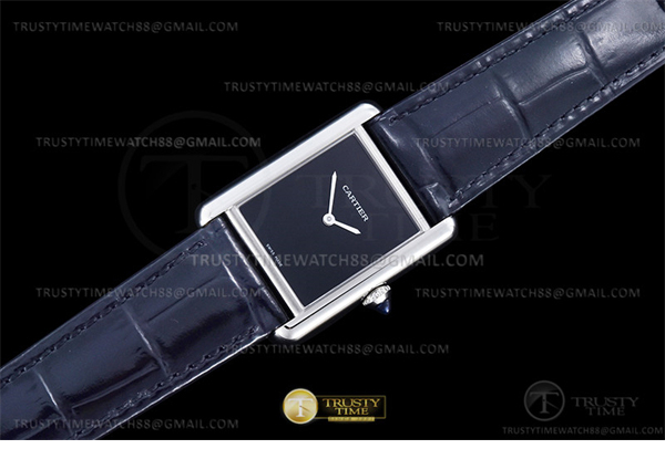 Cartier DR공장 까르띠에 탱크 머스트 라지 블랙다이얼 악어스트랩 Cartier Tank Must SS_LE Black Swiss Qtz DRF 레플리카 3번 이미지 - 시계 | 세미샵 레플리카 사이트