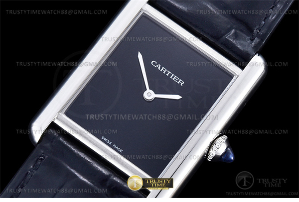 Cartier DR공장 까르띠에 탱크 머스트 라지 블랙다이얼 악어스트랩 Cartier Tank Must SS_LE Black Swiss Qtz DRF 레플리카 4번 이미지 - 시계 | 세미샵 레플리카 사이트