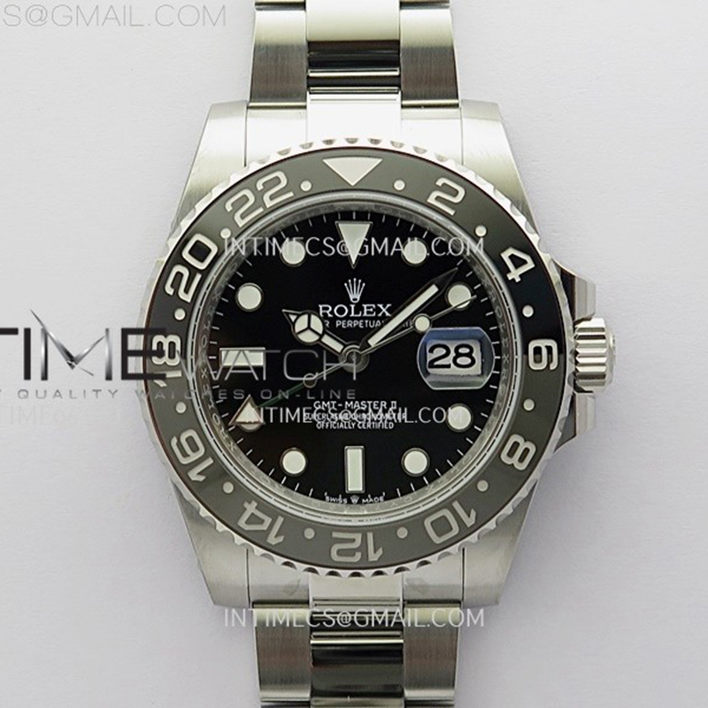 Rolex APS공장 롤렉스 GMT마스터2 GRNR 블랙다이얼 그레이앤블랙베젤 오이스터브레이슬릿 GMT-Master II 126710 GRNR BlackGray Ceramic 904L SS APSF 1：1 Best Edition Black Dial On Oyster Bracelet VR3285 CHS 레플리카 1번 이미지 - 시계 | 세미샵 레플리카 사이트