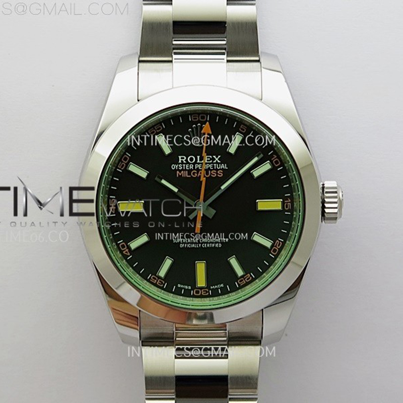 Rolex VS공장 롤렉스 밀가우스 블랙다이얼 브레이슬릿 Milgauss 116400 GV Real Green Sapphire 904L SS VSF 1_1 Best Edition Black Dial on 904L SS Bracelet SA3131 레플리카 1번 이미지 - 시계 | 세미샵 레플리카 사이트