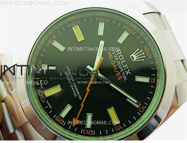 Rolex VS공장 롤렉스 밀가우스 블랙다이얼 브레이슬릿 Milgauss 116400 GV Real Green Sapphire 904L SS VSF 1_1 Best Edition Black Dial on 904L SS Bracelet SA3131 레플리카 12번 이미지 - 시계 | 세미샵 레플리카 사이트