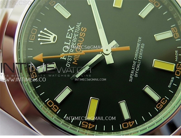 Rolex VS공장 롤렉스 밀가우스 블랙다이얼 브레이슬릿 Milgauss 116400 GV Real Green Sapphire 904L SS VSF 1_1 Best Edition Black Dial on 904L SS Bracelet SA3131 레플리카 14번 이미지 - 시계 | 세미샵 레플리카 사이트
