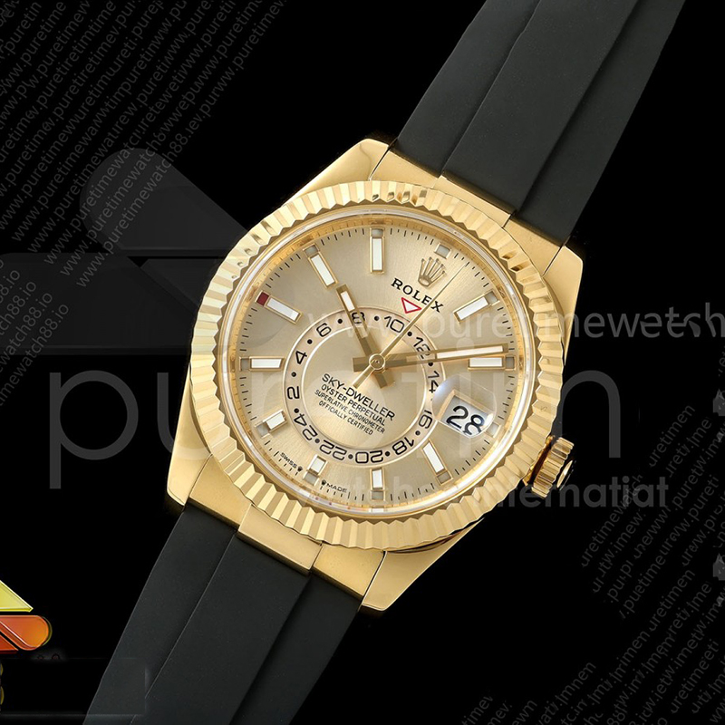 Rolex ZF공장 롤렉스 스카이드웰러 옐로우골드금통 샴페인다이얼 러버스트랩 텅스텐 Skydweller 336238 YG_RU Gold ZF V2 Asia 2824 레플리카 1번 이미지 - 시계 | 세미샵 레플리카 사이트