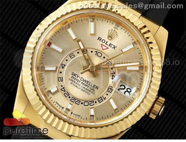 Rolex ZF공장 롤렉스 스카이드웰러 옐로우골드금통 샴페인다이얼 러버스트랩 텅스텐 Skydweller 336238 YG_RU Gold ZF V2 Asia 2824 레플리카 2번 이미지 - 시계 | 세미샵 레플리카 사이트