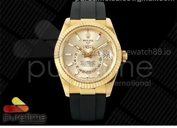 Rolex ZF공장 롤렉스 스카이드웰러 옐로우골드금통 샴페인다이얼 러버스트랩 텅스텐 Skydweller 336238 YG_RU Gold ZF V2 Asia 2824 레플리카 7번 이미지 - 시계 | 세미샵 레플리카 사이트