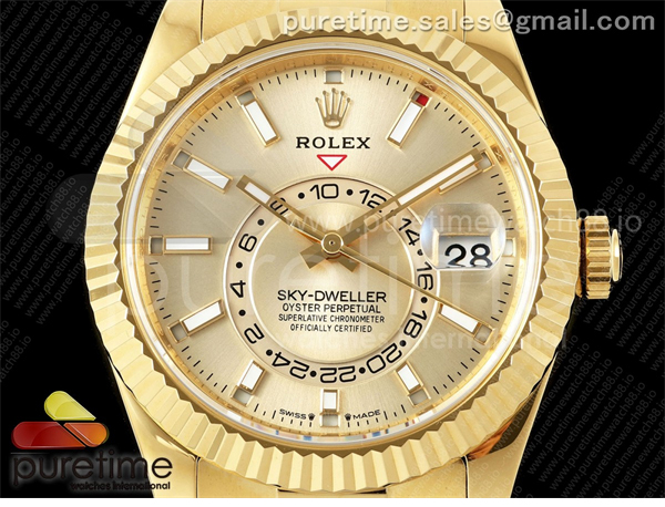 Rolex ZF공장 롤렉스 스카이드웰러 옐로우골드금통 샴페인다이얼 러버스트랩 텅스텐 Skydweller 336238 YG_RU Gold ZF V2 Asia 2824 레플리카 8번 이미지 - 시계 | 세미샵 레플리카 사이트