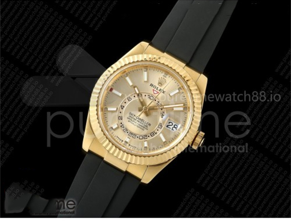 Rolex ZF공장 롤렉스 스카이드웰러 옐로우골드금통 샴페인다이얼 러버스트랩 텅스텐 Skydweller 336238 YG_RU Gold ZF V2 Asia 2824 레플리카 36번 이미지 - 시계 | 세미샵 레플리카 사이트