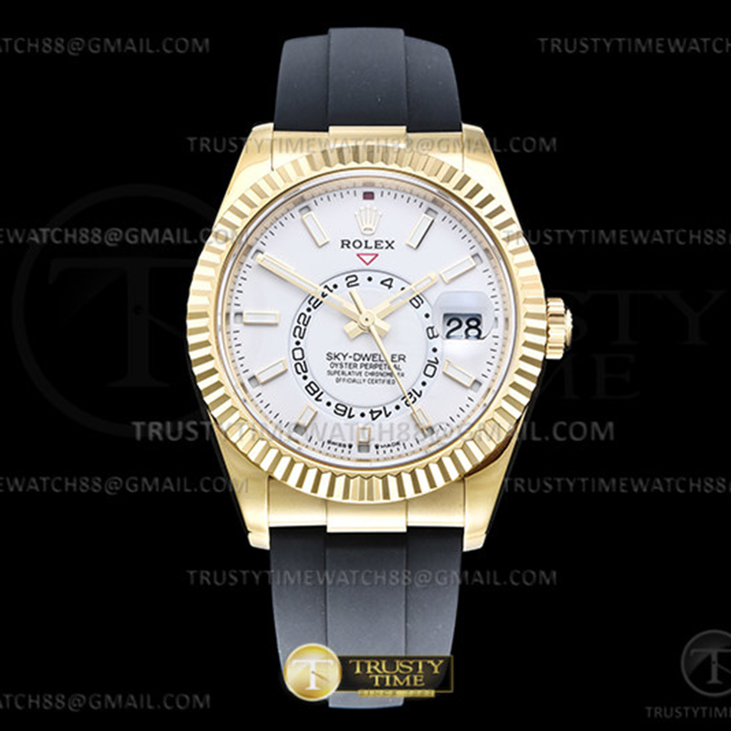 Rolex ZF공장 롤렉스 스카이드웰러 옐로우골드금통 화이트다이얼 러버스트랩 텅스텐 Skydweller 336238 YG_RU White ZF V2 Asia 2824 레플리카 1번 이미지 - 시계 | 세미샵 레플리카 사이트