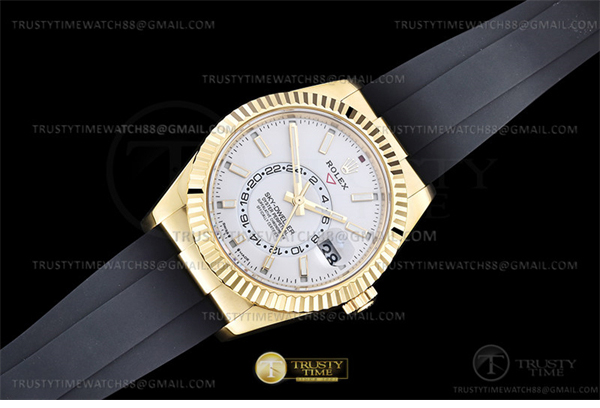 Rolex ZF공장 롤렉스 스카이드웰러 옐로우골드금통 화이트다이얼 러버스트랩 텅스텐 Skydweller 336238 YG_RU White ZF V2 Asia 2824 레플리카 3번 이미지 - 시계 | 세미샵 레플리카 사이트