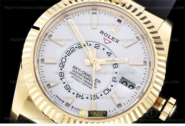 Rolex ZF공장 롤렉스 스카이드웰러 옐로우골드금통 화이트다이얼 러버스트랩 텅스텐 Skydweller 336238 YG_RU White ZF V2 Asia 2824 레플리카 4번 이미지 - 시계 | 세미샵 레플리카 사이트