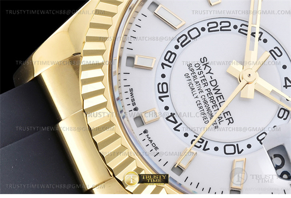 Rolex ZF공장 롤렉스 스카이드웰러 옐로우골드금통 화이트다이얼 러버스트랩 텅스텐 Skydweller 336238 YG_RU White ZF V2 Asia 2824 레플리카 6번 이미지 - 시계 | 세미샵 레플리카 사이트