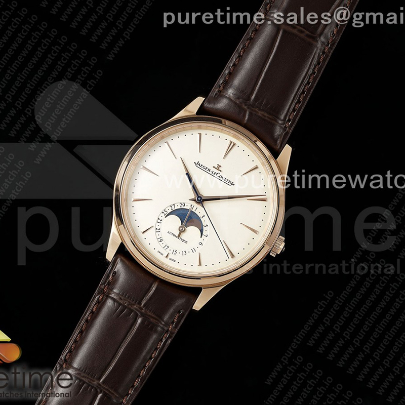 Jaeger Le Coultre APS공장 예거르쿨트르 마스터 울트라씬 문페이즈 로즈골드금통 화이트다이얼 브라운가죽스트랩 Master Ultra Thin Moon RG APSF 1_1 Best Edition White Dial on Brown Leather Strap SA925 Super Clone 레플리카 1번 이미지 - 시계 | 세미샵 레플리카 사이트