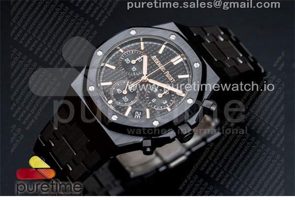 Audemars Piguet APS공장 오데마피게 로얄오크 크로노그래프 풀세라믹 블랙다이얼 브레이슬릿 Royal Oak Chrono 26240 Black Ceramic APSF 1_1 Best Edition on Ceramic Bracelet SA4401 Super Clone 레플리카 4번 이미지 - 시계 | 세미샵 레플리카 사이트
