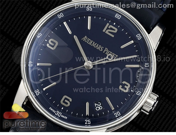 Audemars Piguet APS공장 오데마피게 로얄오크 15210 CODE 11.59 스틸 블루다이얼 블루가죽스트랩 Code 11.59 SS 15210 APSF 1_1 Best Edition Blue Dial on Blue Leather Strap SA4302 Super Clone 레플리카 2번 이미지 - 시계 | 세미샵 레플리카 사이트