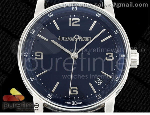 Audemars Piguet APS공장 오데마피게 로얄오크 15210 CODE 11.59 스틸 블루다이얼 블루가죽스트랩 Code 11.59 SS 15210 APSF 1_1 Best Edition Blue Dial on Blue Leather Strap SA4302 Super Clone 레플리카 7번 이미지 - 시계 | 세미샵 레플리카 사이트