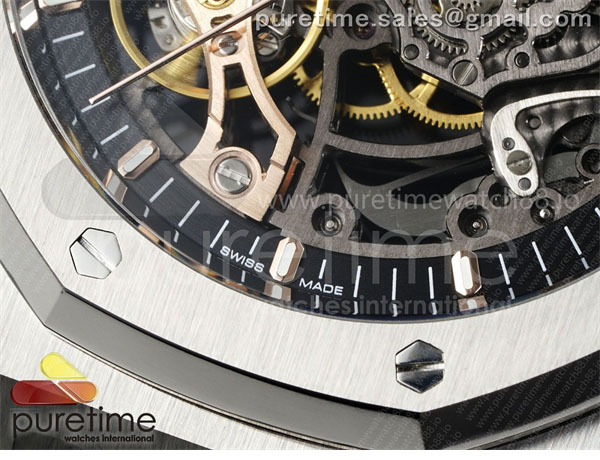 Audemars Piguet THB공장 오데마피게 로얄오크 41 오픈워크 15407 스틸 스켈레톤다이얼 브레이슬릿 Royal Oak 41mm Openworked 15407 SS THBF 1_1 Best Edition on SS Bracelet SA3132 V2 레플리카 5번 이미지 - 시계 | 세미샵 레플리카 사이트