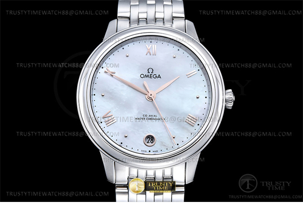 Omega VS공장 오메가 드 빌 스틸 화이트자개다이얼 로즈골드인덱스 브레이슬릿 De Ville Prestige 34mm SS_SS M-Wht_RG VSF A8800 레플리카 4번 이미지 - 시계 | 세미샵 레플리카 사이트