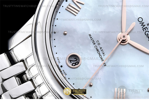 Omega VS공장 오메가 드 빌 스틸 화이트자개다이얼 로즈골드인덱스 브레이슬릿 De Ville Prestige 34mm SS_SS M-Wht_RG VSF A8800 레플리카 7번 이미지 - 시계 | 세미샵 레플리카 사이트