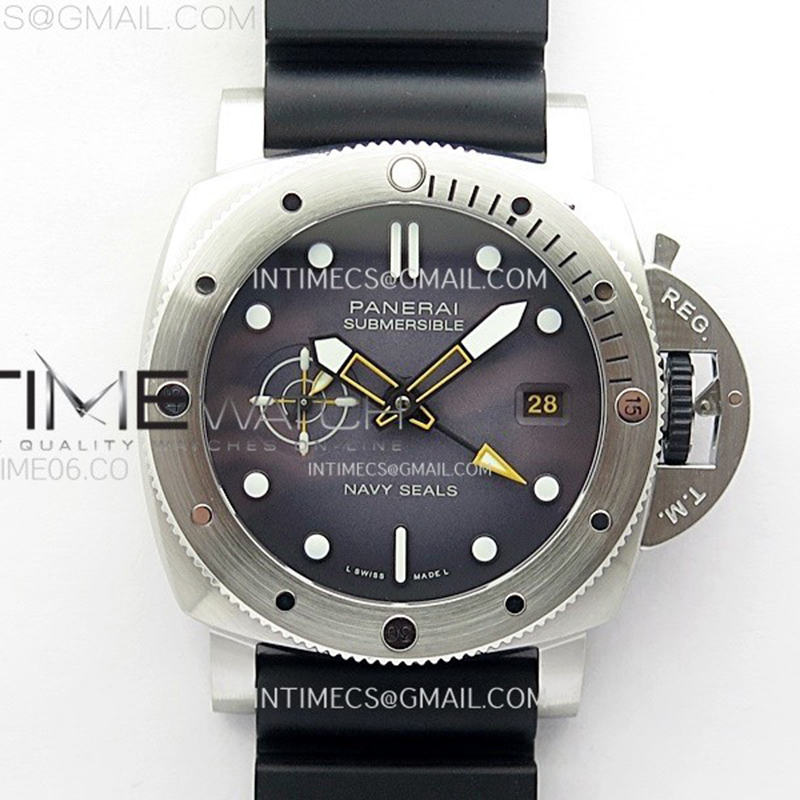 Panerai VS공장 파네라이 PAM1323 그레이다이얼 블랙러버스트랩 PAM1323 Y GMT VSF 1_1 Best Edition Dark Gray Dial on Black Rubber Strap P9011 레플리카 1번 이미지 - 시계 | 세미샵 레플리카 사이트
