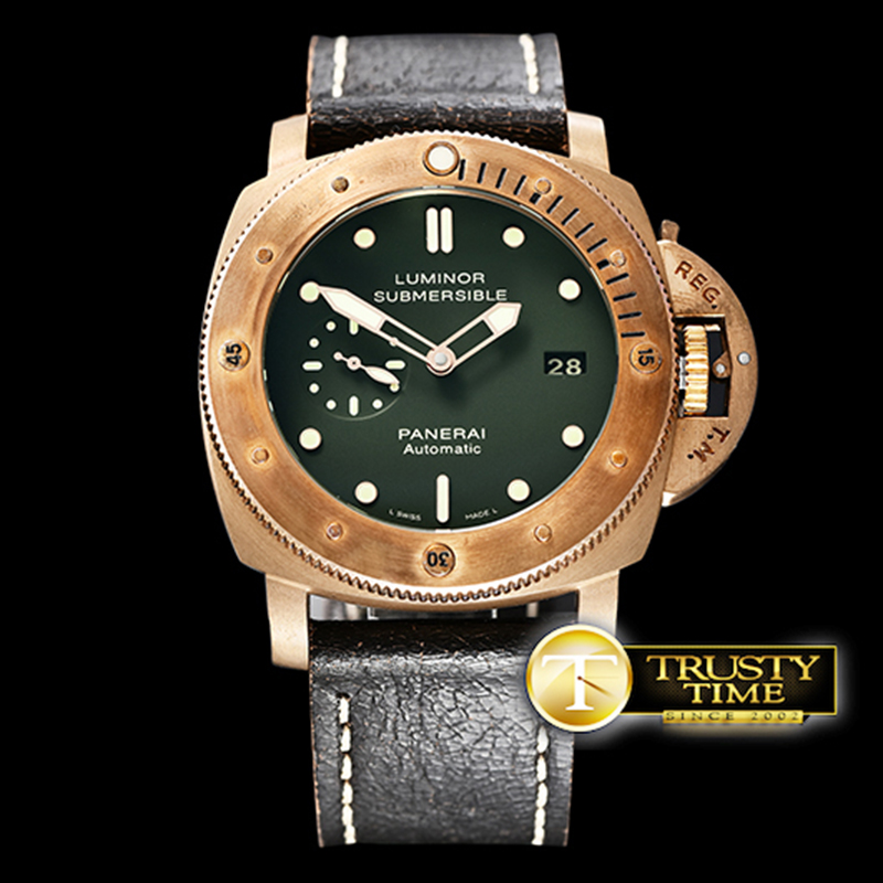 Panerai VS공장 파네라이 PAM382 브론조 그린다이얼 가죽스트랩 PAM382N Bronzo Submersible BR_LE Green VSF V2 Mod9000 레플리카 1번 이미지 - 시계 | 세미샵 레플리카 사이트