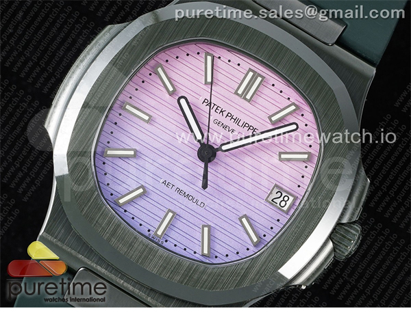 Patek Philippe AMG공장 파텍필립 노틸러스 5711 그린풀세라믹 퍼플그라데이션다이얼 그린러버스트랩 AET Nautilus 5711 Green Ceramic AMGF Best Edition Purple_Pink Dial on Green Rubber Strap MIYOTA 9015 레플리카 2번 이미지 - 시계 | 세미샵 레플리카 사이트