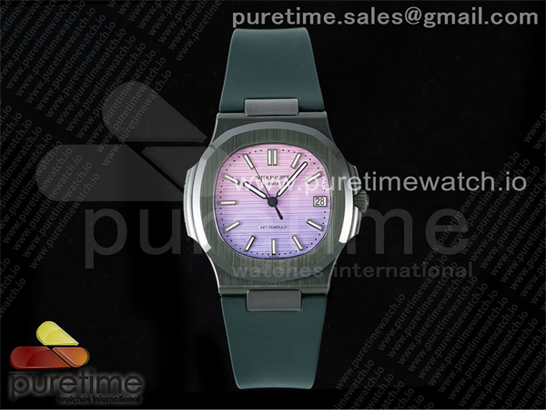 Patek Philippe AMG공장 파텍필립 노틸러스 5711 그린풀세라믹 퍼플그라데이션다이얼 그린러버스트랩 AET Nautilus 5711 Green Ceramic AMGF Best Edition Purple_Pink Dial on Green Rubber Strap MIYOTA 9015 레플리카 7번 이미지 - 시계 | 세미샵 레플리카 사이트