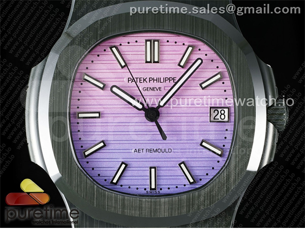 Patek Philippe AMG공장 파텍필립 노틸러스 5711 그린풀세라믹 퍼플그라데이션다이얼 그린러버스트랩 AET Nautilus 5711 Green Ceramic AMGF Best Edition Purple_Pink Dial on Green Rubber Strap MIYOTA 9015 레플리카 8번 이미지 - 시계 | 세미샵 레플리카 사이트