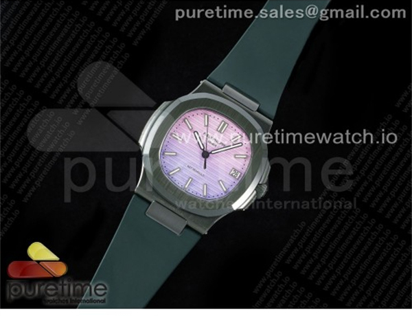 Patek Philippe AMG공장 파텍필립 노틸러스 5711 그린풀세라믹 퍼플그라데이션다이얼 그린러버스트랩 AET Nautilus 5711 Green Ceramic AMGF Best Edition Purple_Pink Dial on Green Rubber Strap MIYOTA 9015 레플리카 33번 이미지 - 시계 | 세미샵 레플리카 사이트