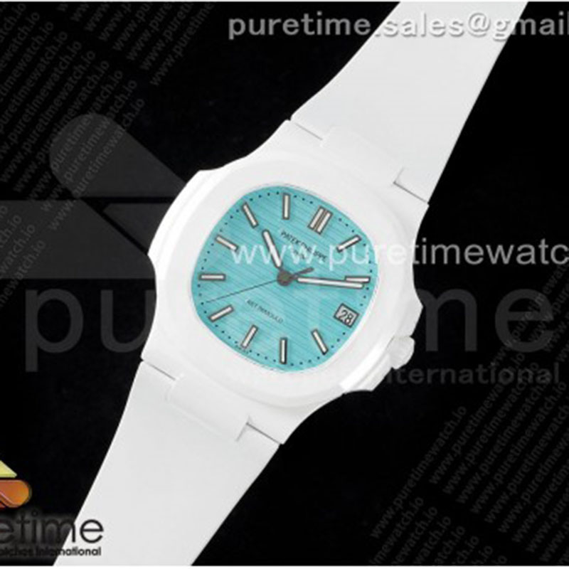 Patek Philippe AMG공장 파텍필립 노틸러스 5711 화이트풀세라믹 티파니블루다이얼 화이트러버스트랩 AET Nautilus 5711 White Ceramic AMGF Best Edition Tiffany Blue Dial on White Rubber Strap MIYOTA 9015 레플리카 1번 이미지 - 시계 | 세미샵 레플리카 사이트