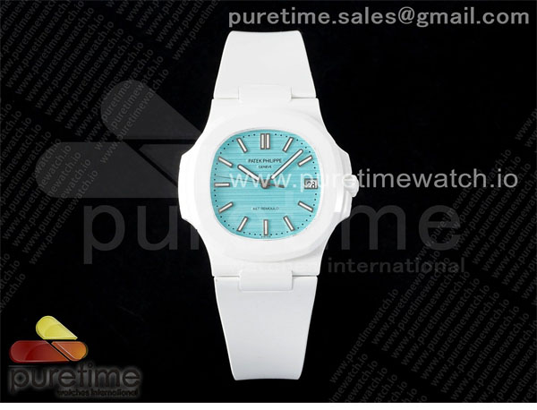 Patek Philippe AMG공장 파텍필립 노틸러스 5711 화이트풀세라믹 티파니블루다이얼 화이트러버스트랩 AET Nautilus 5711 White Ceramic AMGF Best Edition Tiffany Blue Dial on White Rubber Strap MIYOTA 9015 레플리카 7번 이미지 - 시계 | 세미샵 레플리카 사이트