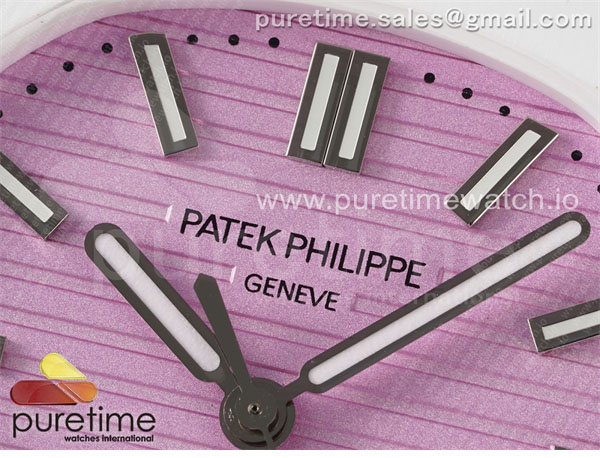 Patek Philippe AMG공장 파텍필립 노틸러스 5711 화이트풀세라믹 핑크다이얼 화이트러버스트랩 AET Nautilus 5711 White Ceramic AMGF Best Edition Pink Dial on White Rubber Strap MIYOTA 9015 레플리카 4번 이미지 - 시계 | 세미샵 레플리카 사이트