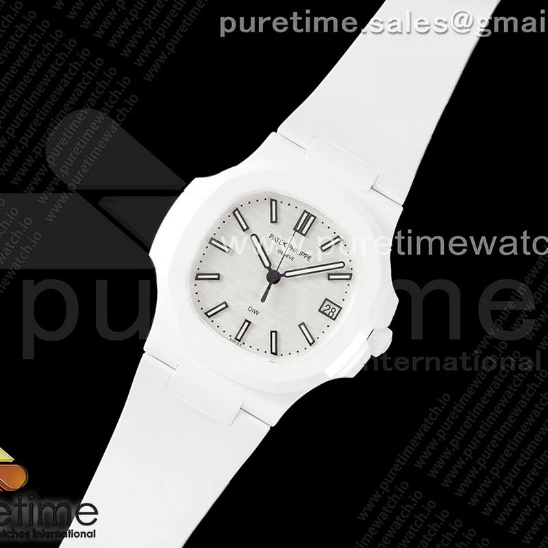 Patek Philippe AMG공장 파텍필립 노틸러스 5711 화이트풀세라믹 화이트다이얼 화이트러버스트랩 AET Nautilus 5711 White Ceramic AMGF Best Edition White Dial on White Rubber Strap MIYOTA 9015 레플리카 1번 이미지 - 시계 | 세미샵 레플리카 사이트