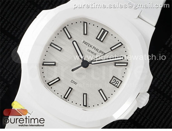 Patek Philippe AMG공장 파텍필립 노틸러스 5711 화이트풀세라믹 화이트다이얼 화이트러버스트랩 AET Nautilus 5711 White Ceramic AMGF Best Edition White Dial on White Rubber Strap MIYOTA 9015 레플리카 2번 이미지 - 시계 | 세미샵 레플리카 사이트
