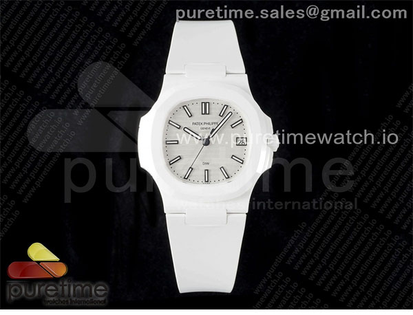 Patek Philippe AMG공장 파텍필립 노틸러스 5711 화이트풀세라믹 화이트다이얼 화이트러버스트랩 AET Nautilus 5711 White Ceramic AMGF Best Edition White Dial on White Rubber Strap MIYOTA 9015 레플리카 7번 이미지 - 시계 | 세미샵 레플리카 사이트