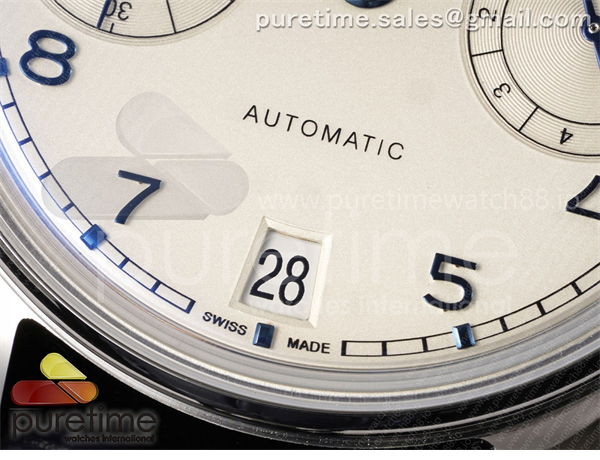 I W C APS공장 IWC 포르투기저 스틸 화이트다이얼 블루가죽스트랩 Portugieser Automatic 42mm SS APSF 1_1 Best Edition White Dial Blue Marker on Blue Leather Strap A52011 레플리카 5번 이미지 - 시계 | 세미샵 레플리카 사이트