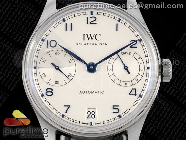 I W C APS공장 IWC 포르투기저 스틸 화이트다이얼 블루가죽스트랩 Portugieser Automatic 42mm SS APSF 1_1 Best Edition White Dial Blue Marker on Blue Leather Strap A52011 레플리카 8번 이미지 - 시계 | 세미샵 레플리카 사이트